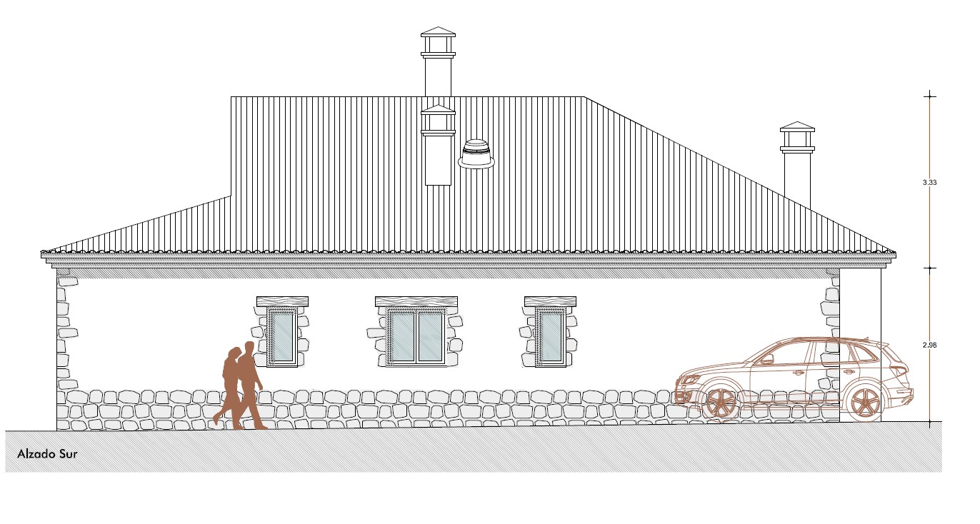 Vivienda unifamiliar en Torrecaballeros — Alzado sur